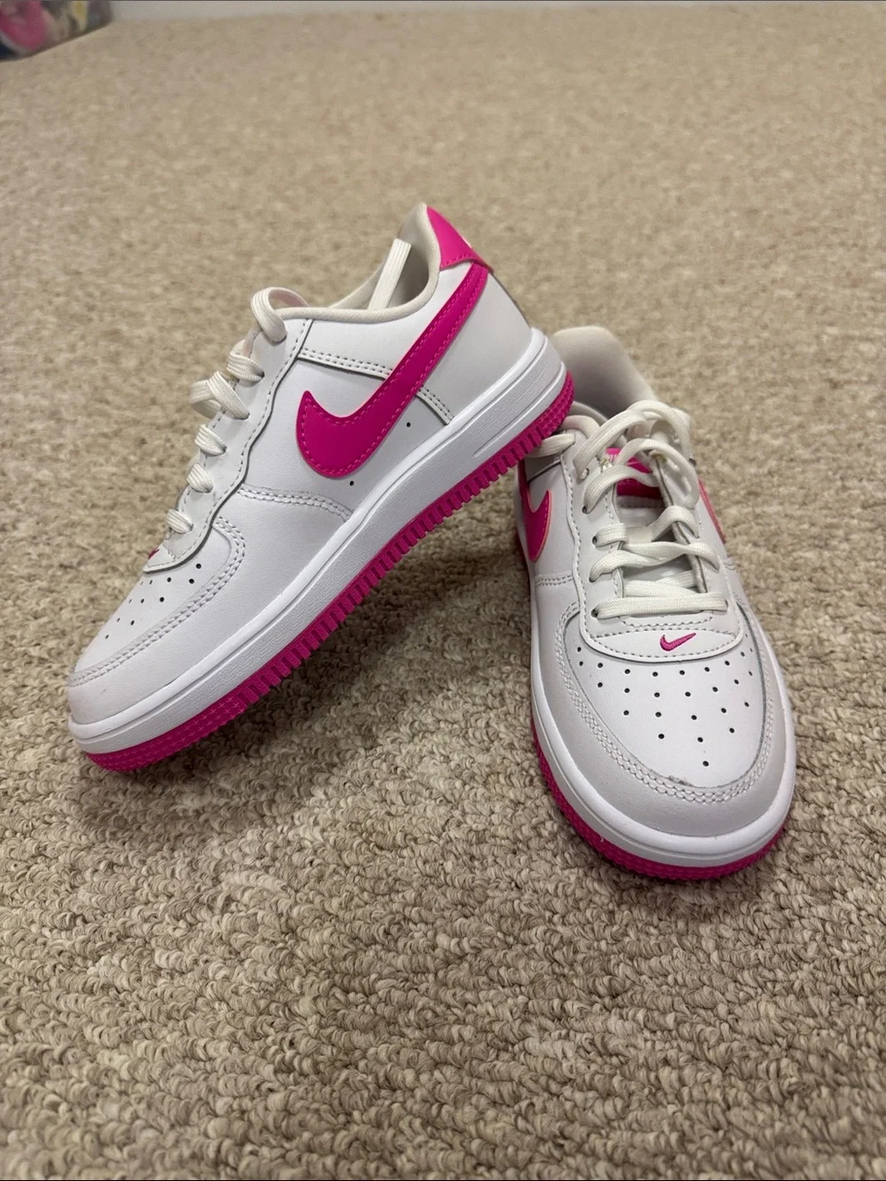 Nike Kids White and Hot Pink Sneakers